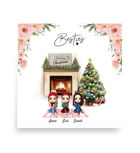 Personalisiertes Poster - Beste Freundin (2 - 4 Freundinnen) - Weinachtsgeschenk Modell 1 - Magnifa