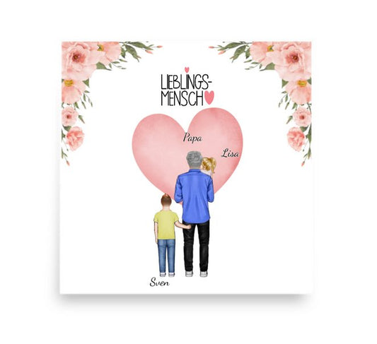 Personalisiertes Poster - Papa/Opa mit 1 - 4 Kindern - Magnifa