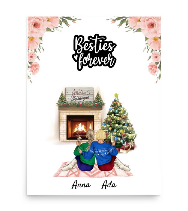 Personalisiertes Poster - Beste Freundin (2 - 4 Freundinnen) - Weinachtsgeschenk Modell 2 - Magnifa