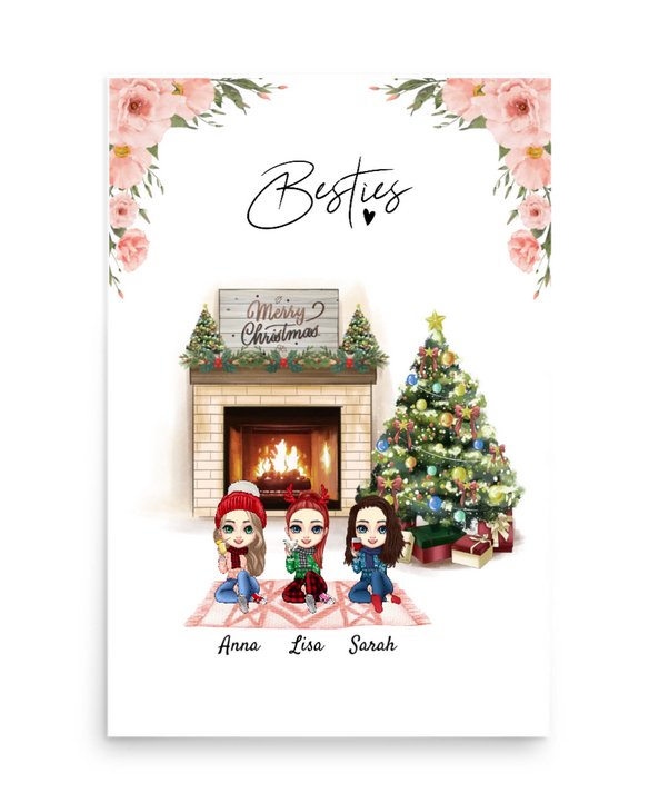 Personalisiertes Poster - Beste Freundin (2 - 4 Freundinnen) - Weinachtsgeschenk Modell 1 - Magnifa