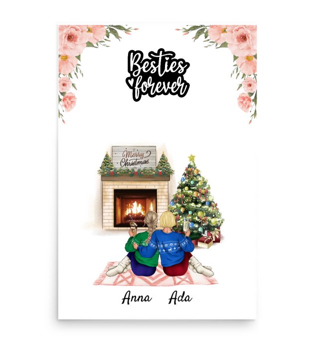 Personalisiertes Poster - Beste Freundin (2 - 4 Freundinnen) - Weinachtsgeschenk Modell 2 - Magnifa