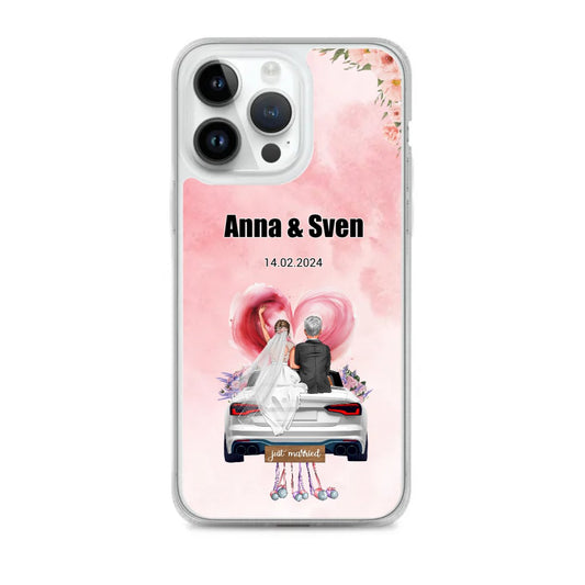 Personalisierte iphone Hülle - Hochzeitspaar mit Auto - Hochzeitsgeschenk - Magnifa