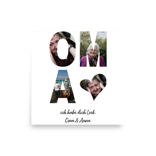 Personalisiertes Poster für Oma-OMA Schriftzug und dein Bilder