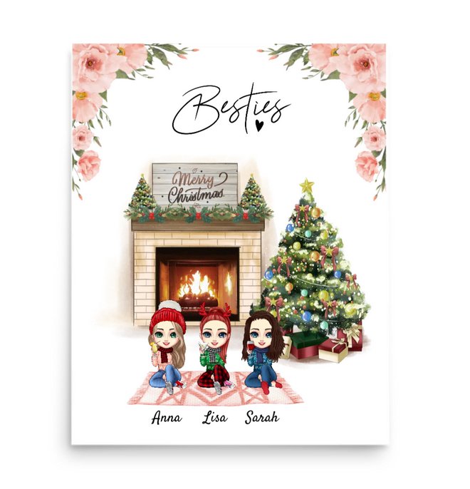 Personalisiertes Poster - Beste Freundin (2 - 4 Freundinnen) - Weinachtsgeschenk Modell 1 - Magnifa
