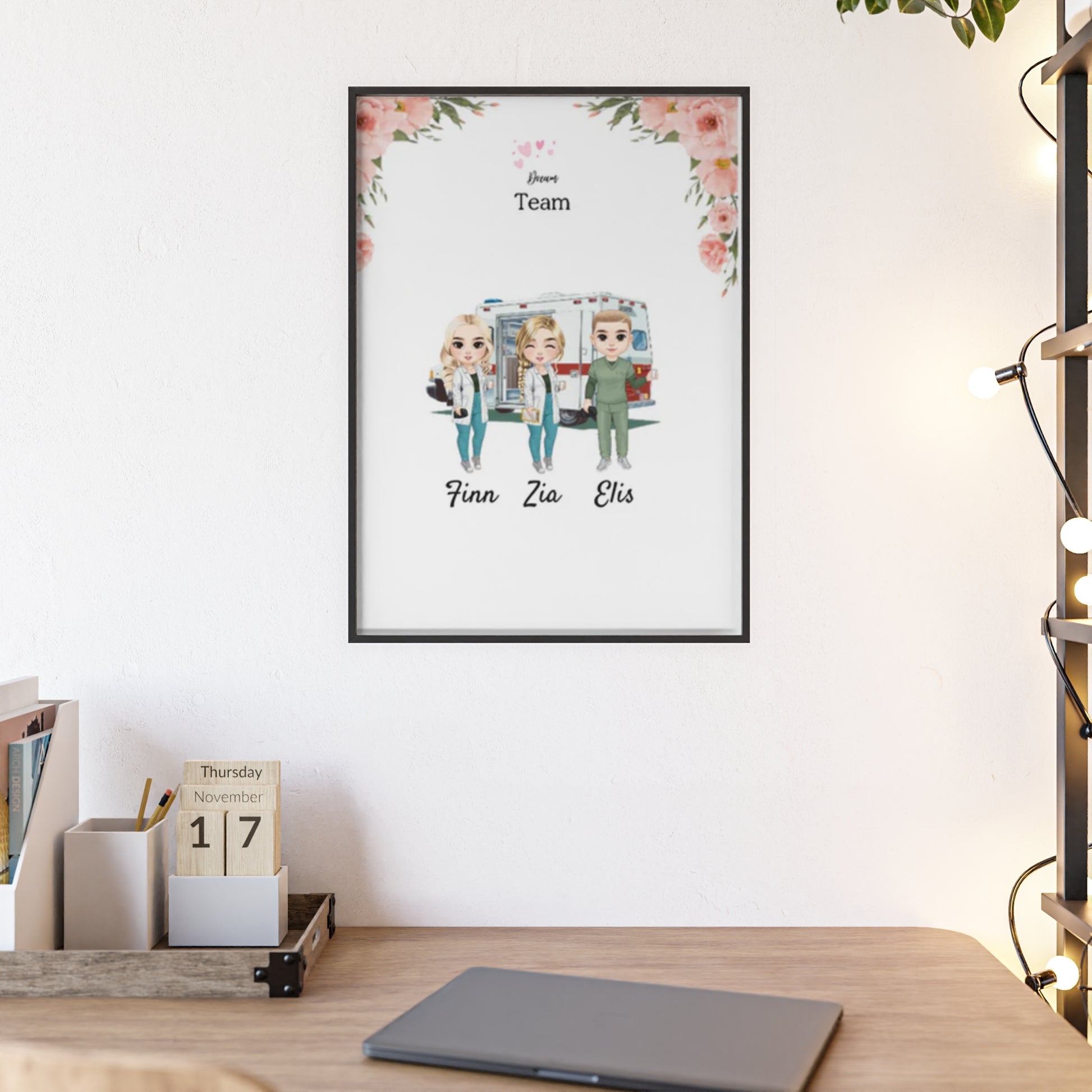 Personalisiertes Poster mit Rahmen - Krankenschwester/Ärzte/Krankenpfleger/Apotheker (1 - 8 Fach Personal) - Magnifa