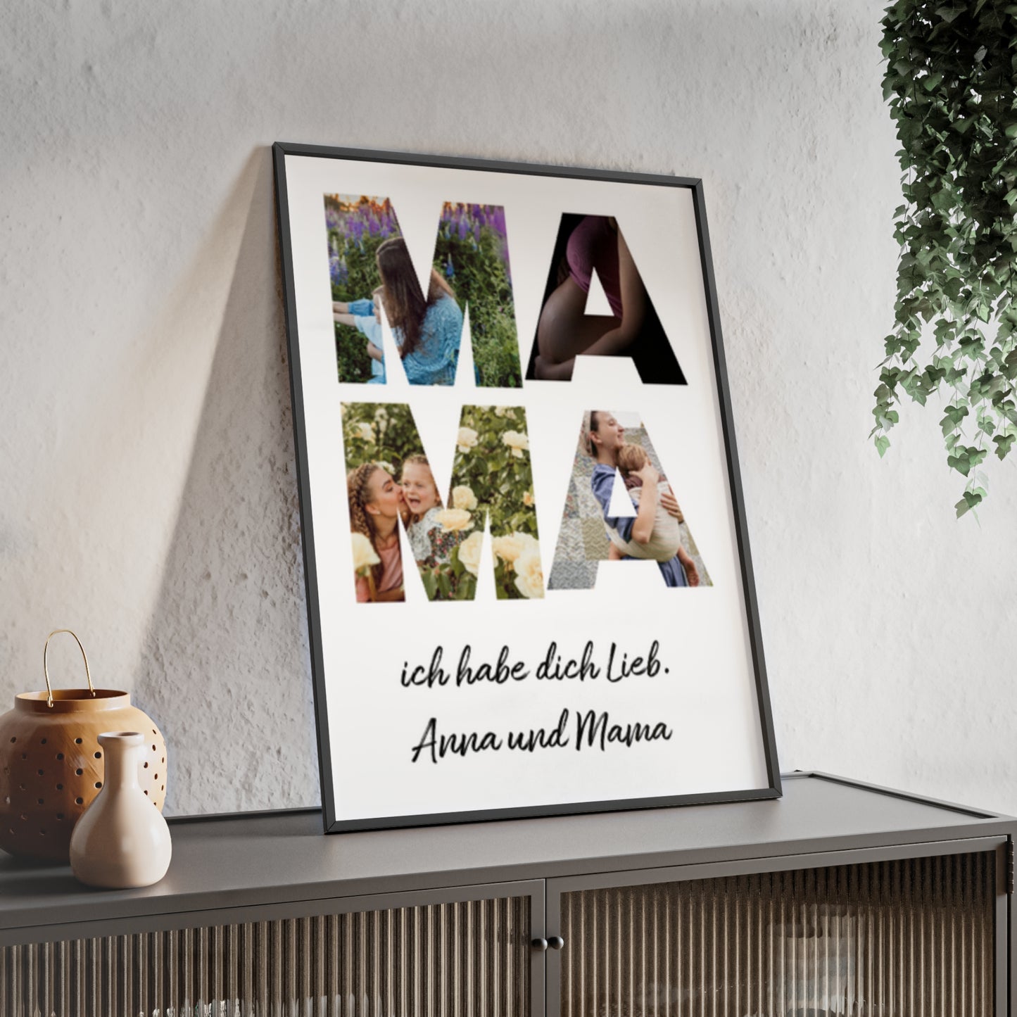 Personalisierte Leinwand für Bestie Mama - Mama Schriftzug und dein Bilder - Magnifa