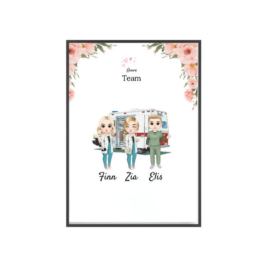 Personalisiertes Poster mit Rahmen - Krankenschwester/Ärzte/Krankenpfleger/Apotheker (1 - 8 Fach Personal) - Magnifa