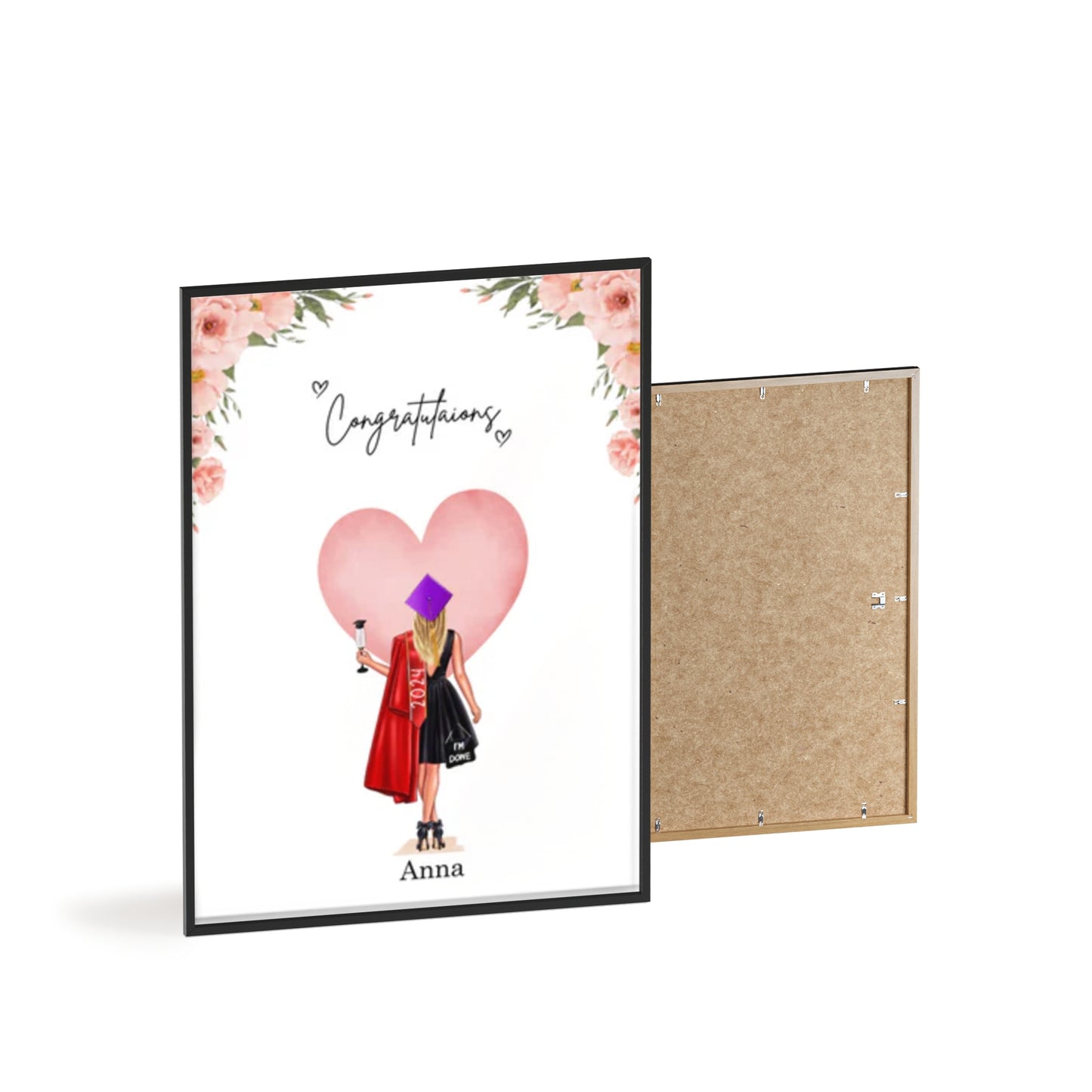 Personalisiertes Poster mit Rahmen-Bachelor/Master/Abitur/Schulabschluss (1-4 Frauen)