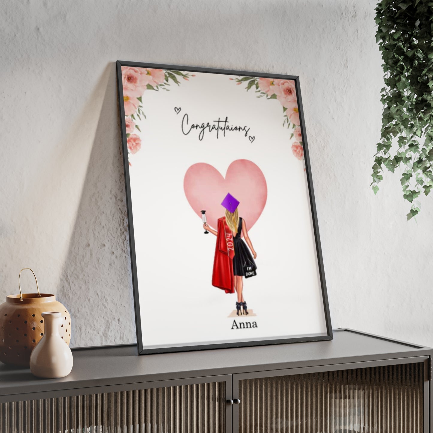 Personalisiertes Poster mit Rahmen-Bachelor/Master/Abitur/Schulabschluss (1-4 Frauen)