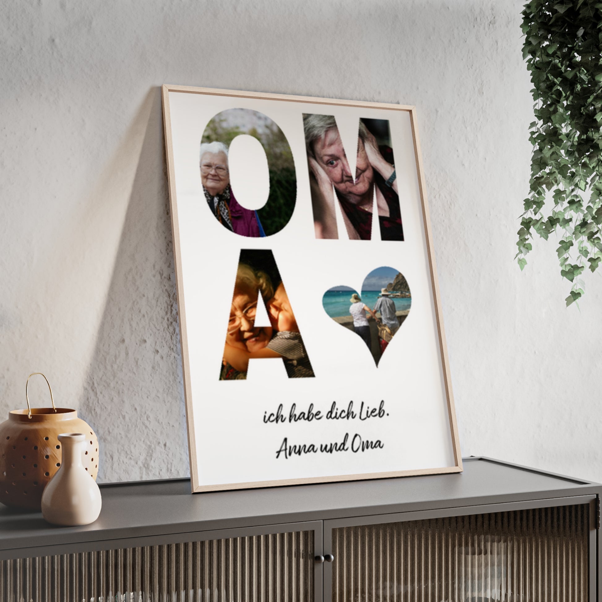 Personalisierte Leinwand für Oma - OMA Schriftzug und dein Bilder - Magnifa
