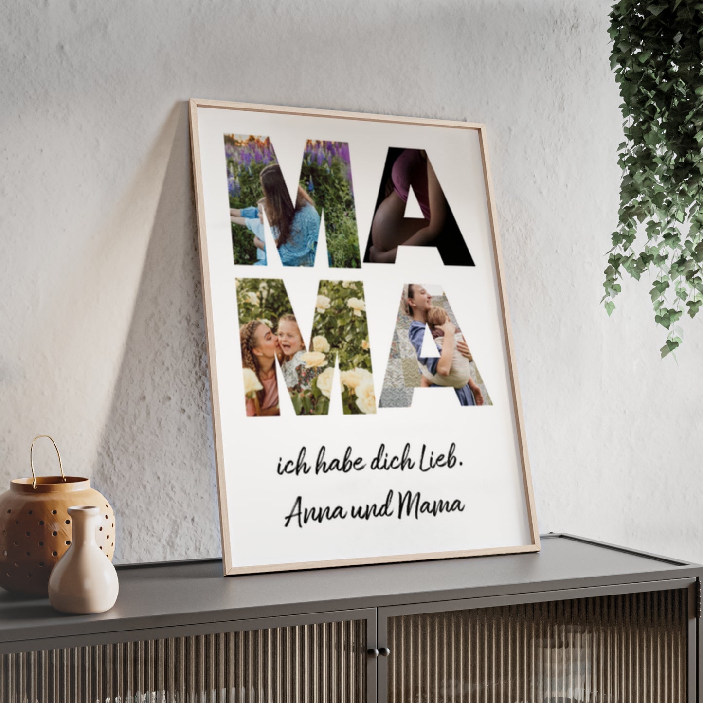 Personalisierte Leinwand für Bestie Mama - Mama Schriftzug und dein Bilder - Magnifa