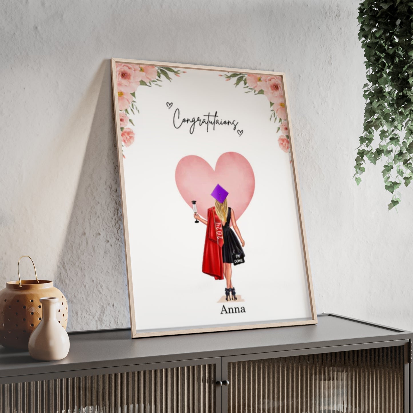 Personalisiertes Poster mit Rahmen-Bachelor/Master/Abitur/Schulabschluss (1-4 Frauen)