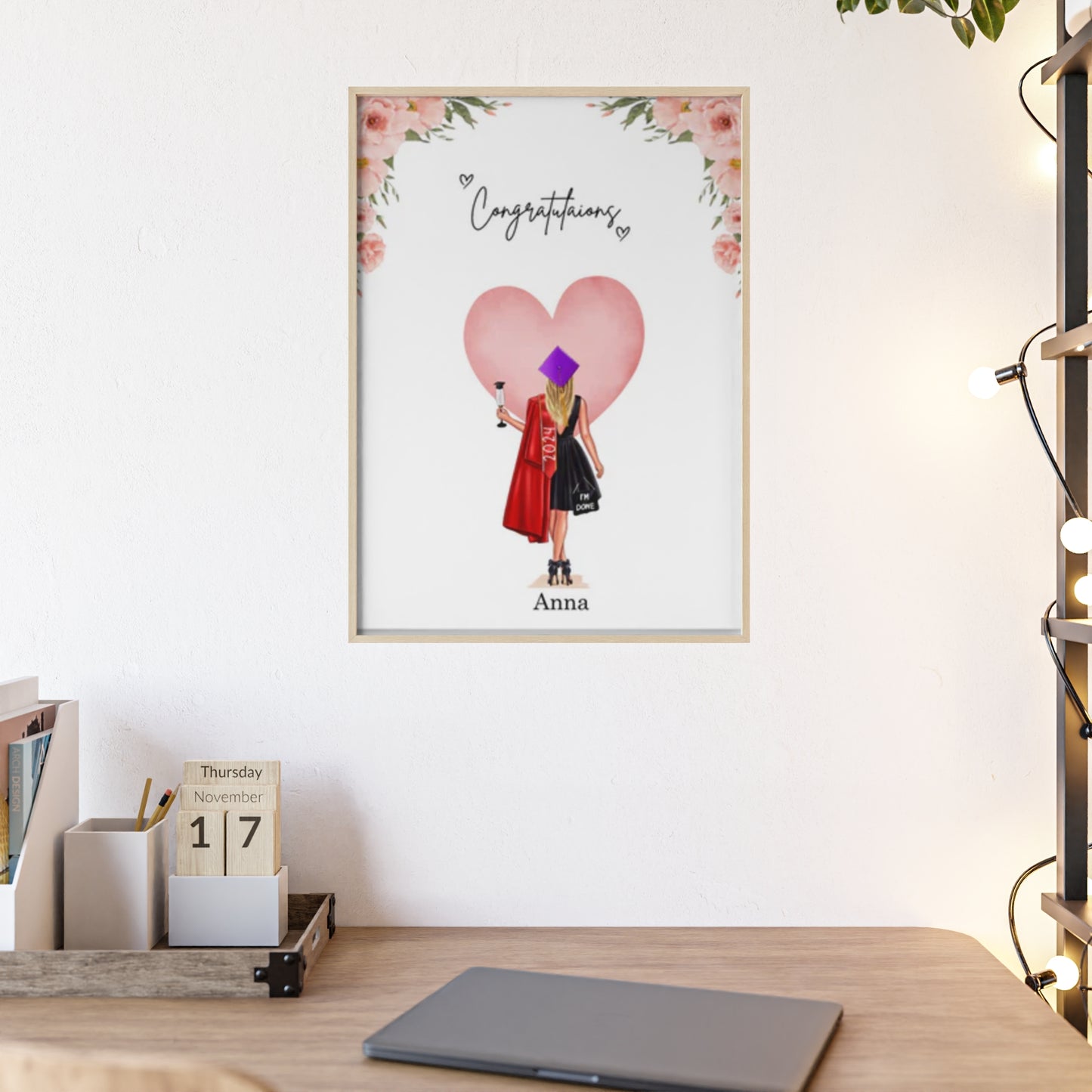 Personalisiertes Poster mit Rahmen-Bachelor/Master/Abitur/Schulabschluss (1-4 Frauen)