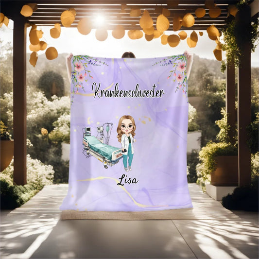 personalisierte Kuscheldecke - Krankenschwester/Ärzte/Krankenpfleger/Apotheker (1 - 8 Fach Personal) - Magnifa