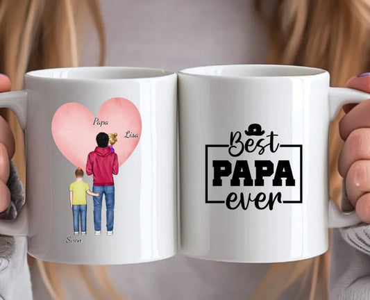Personalisierte Tasse - Papa/Opa mit 1 - 4 Kindern - Magnifa