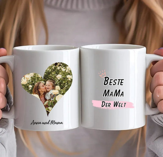 Personalisierte Tasse mit eigenem Bild in Herzform - Für Mama/Oma - Magnifa