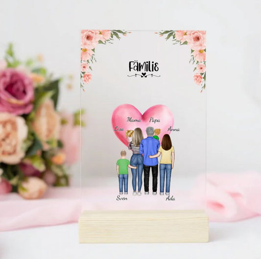 Personalisierte Acrylglasplatte - Familie mit 1 - 4 Kindern - Magnifa