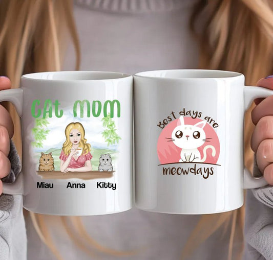 Personalisierte Tasse - 1 Frau + (1 - 2 Katzen) - Magnifa