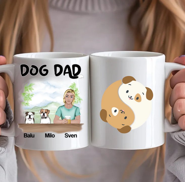 Personalisierte Tasse 1 Mann + (1 - 2 Hunde) - Magnifa