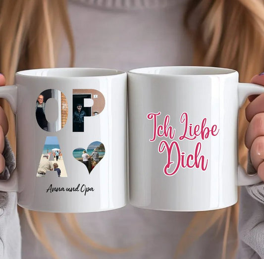Personalisierte Tasse Für Opa - OPA Schriftzug und dein Bilder - Magnifa