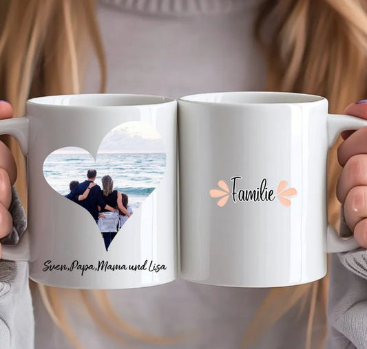 Personalisierte Tasse mit eigenem Bild in Herzform - Für die Familie - Magnifa