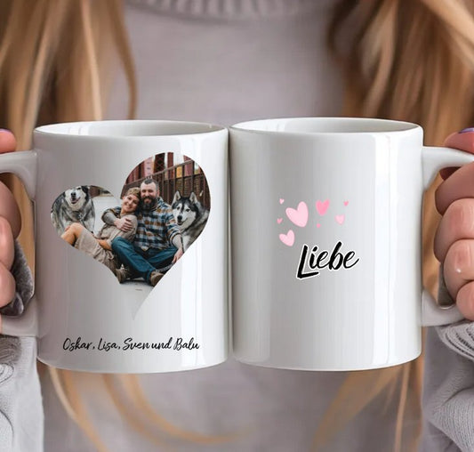 Personalisierte Tasse mit eigenem Bild in Herzform - Für Pärchen mit Katzen/Hunden - Magnifa