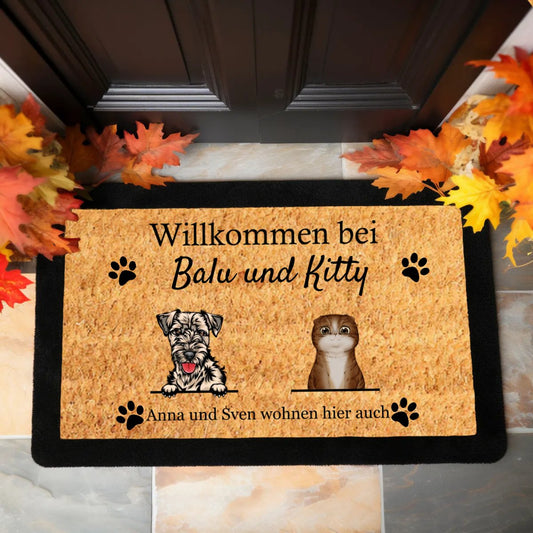 Personalisierte Haustier Fußmatte (1 - 4 Hunden/Katzen) - Magnifa