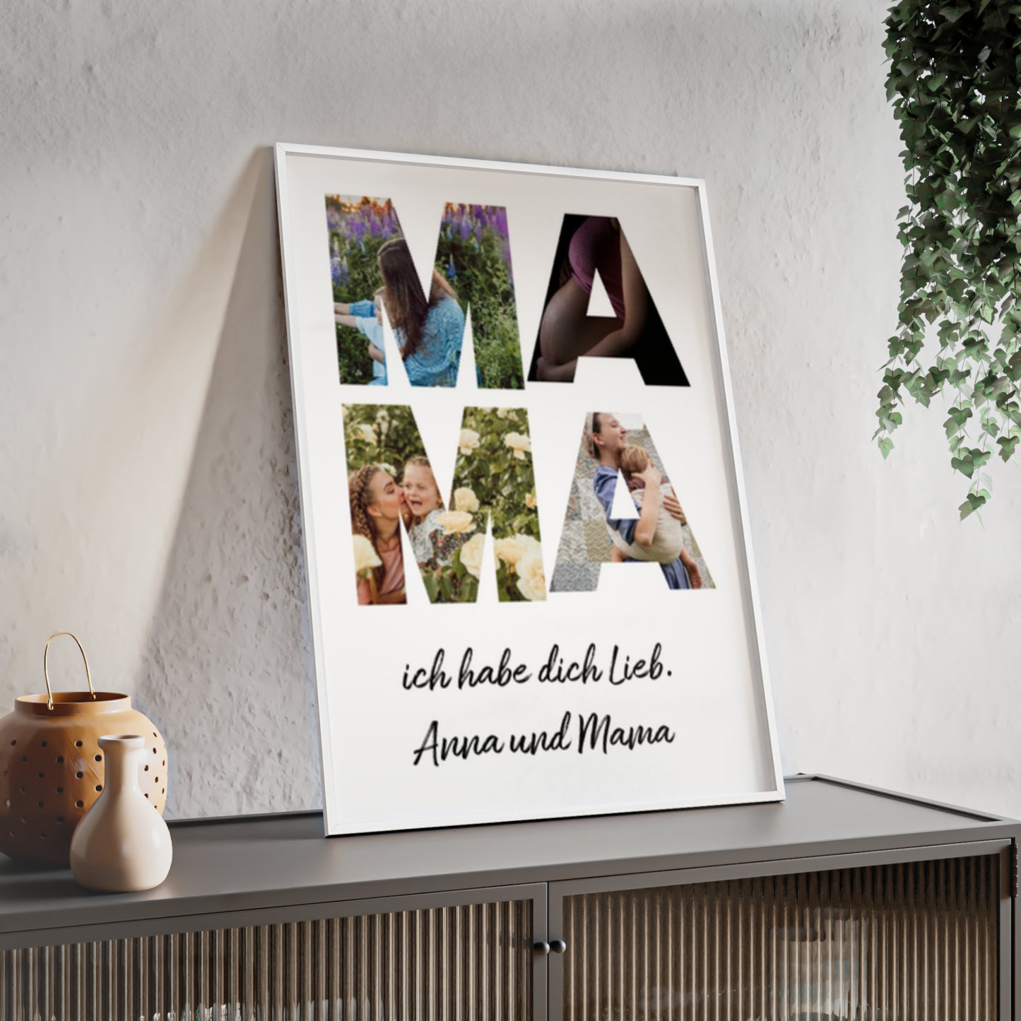 Personalisierte Leinwand für Bestie Mama - Mama Schriftzug und dein Bilder - Magnifa