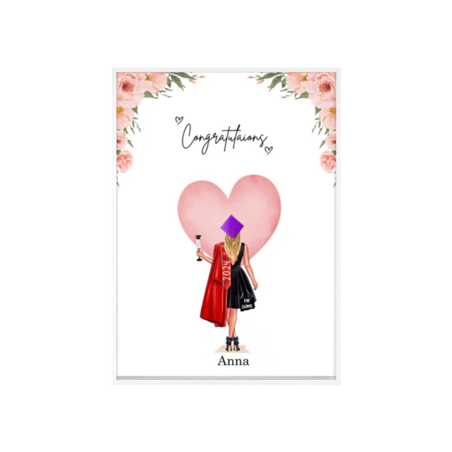 Personalisiertes Poster mit Rahmen-Bachelor/Master/Abitur/Schulabschluss (1-4 Frauen)
