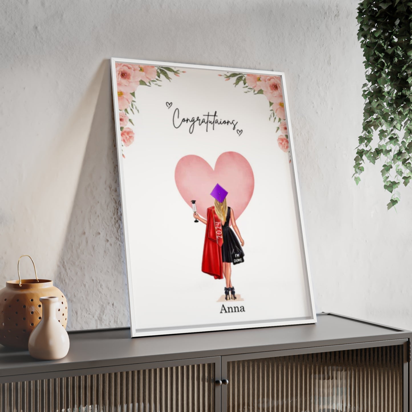 Personalisiertes Poster mit Rahmen-Bachelor/Master/Abitur/Schulabschluss (1-4 Frauen)