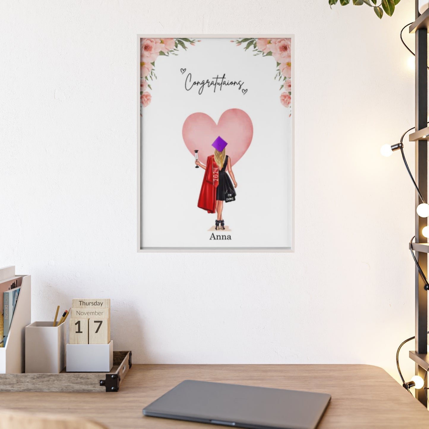 Personalisiertes Poster mit Rahmen-Bachelor/Master/Abitur/Schulabschluss (1-4 Frauen)