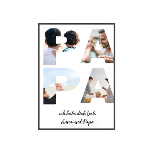Personalisierte Leinwand für Bestie Papa - PAPA Schriftzug und dein Bilder - Magnifa