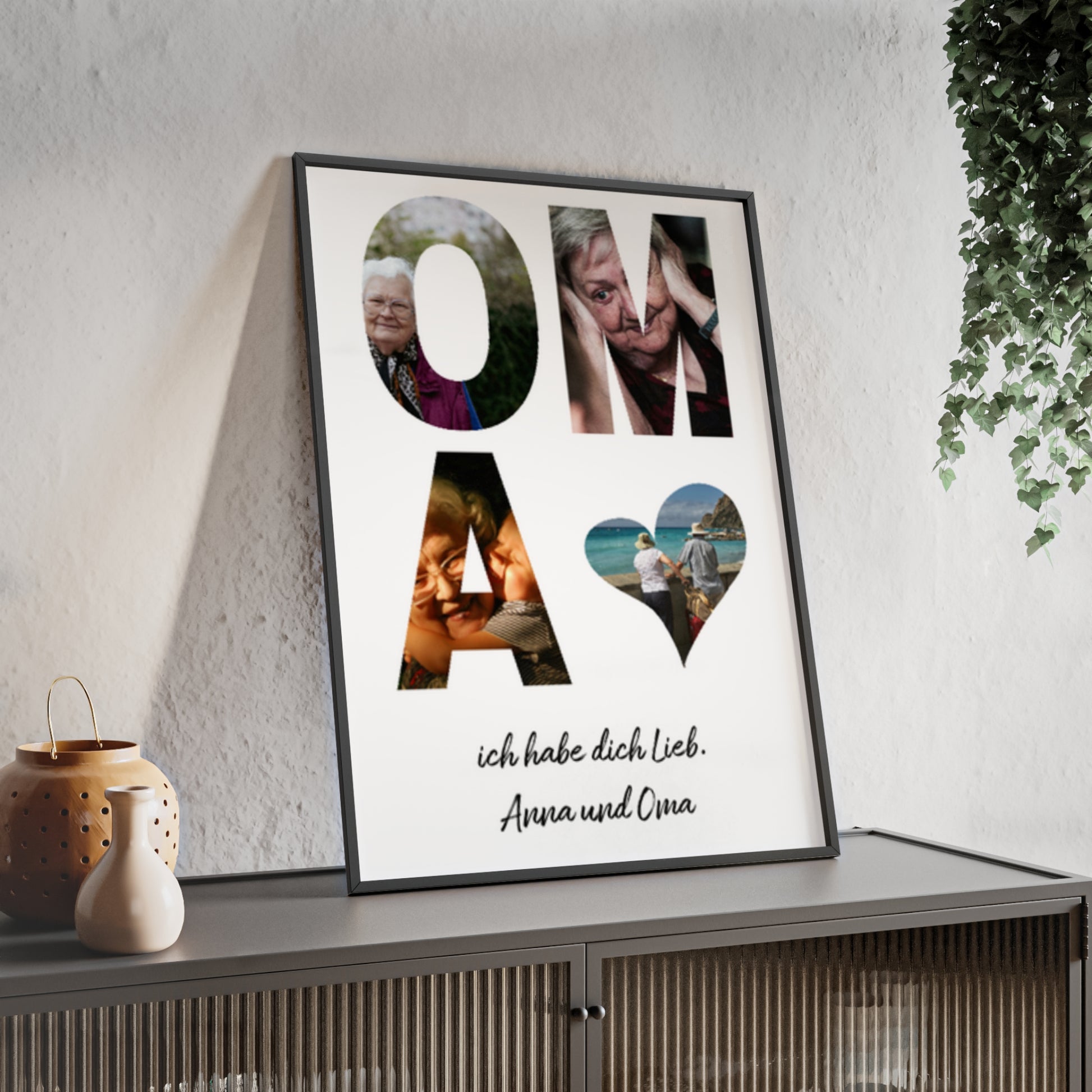 Personalisierte Leinwand für Oma - OMA Schriftzug und dein Bilder - Magnifa