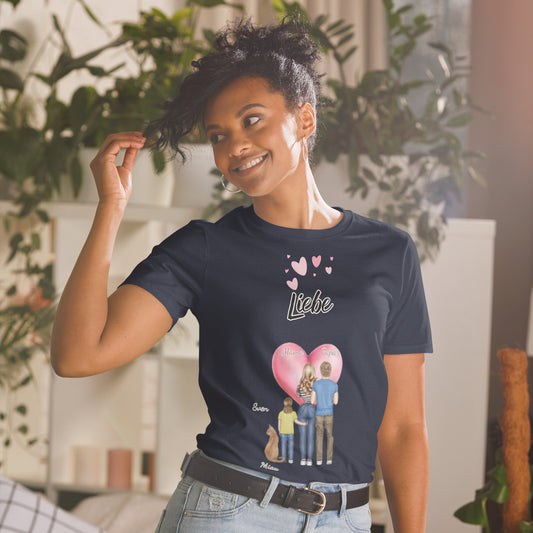 Personalisiertes T-Shirt-Familie mit 1-4 Kindernund 1-2 Haustiere