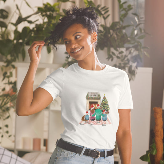 Personalisiertes T-Shirt - Familie mit 1-3 Kindern und 0-2 Haustieren - Weihnachtsgeschenk